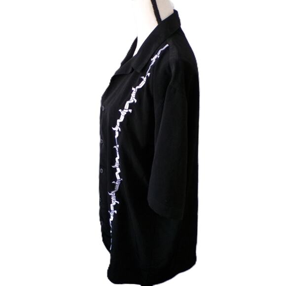 vtg 90's Jnco Shirt L Black Embroidered Barbwire Hip Hop Button Streetwear Nice - Picture 7 of 12